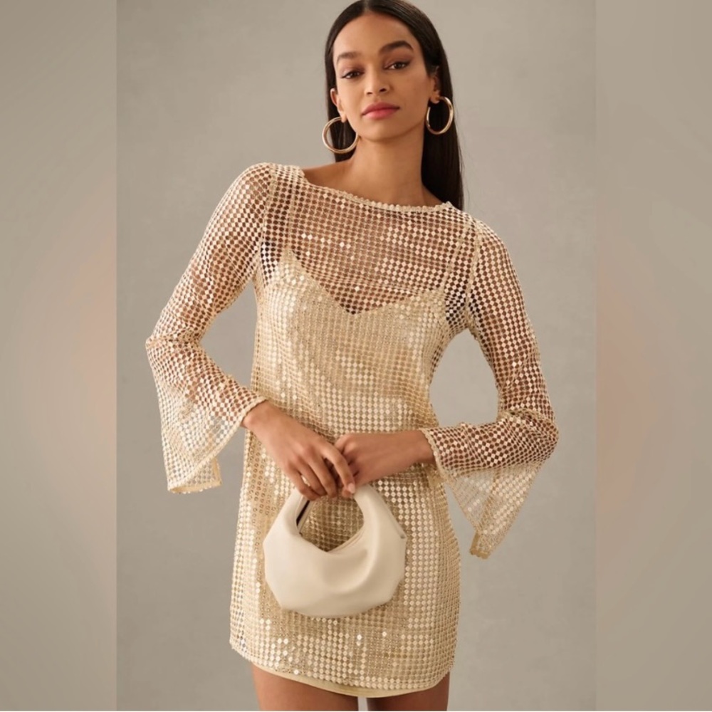 Anthropologie Gold Sequin Dress
